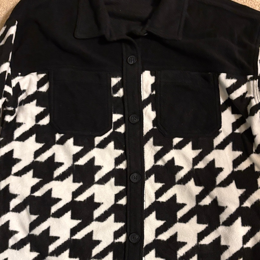 Maurices Black & White Houndstooth Teddy Jacket - Picture 3 of 4
